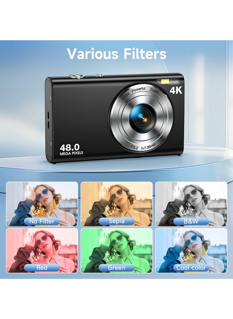 Milatech - Digital Camera, Autofocus UHD 4K Vlogging Camera with 32GB Card, 48MP 16X Digital Zoom Digital Camera - Image 1