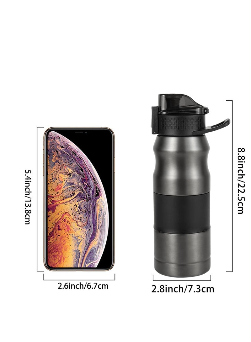 SYOSI Stainless Steel Insulated Bottle-Vacuum flask Water Bottles Coffee/Juice Cup with Leak Proof Lids,Double Walled Sport Travel Mug with Handle,Keeps Hot and Cold BPA Free 17oz (Black) - Image 2