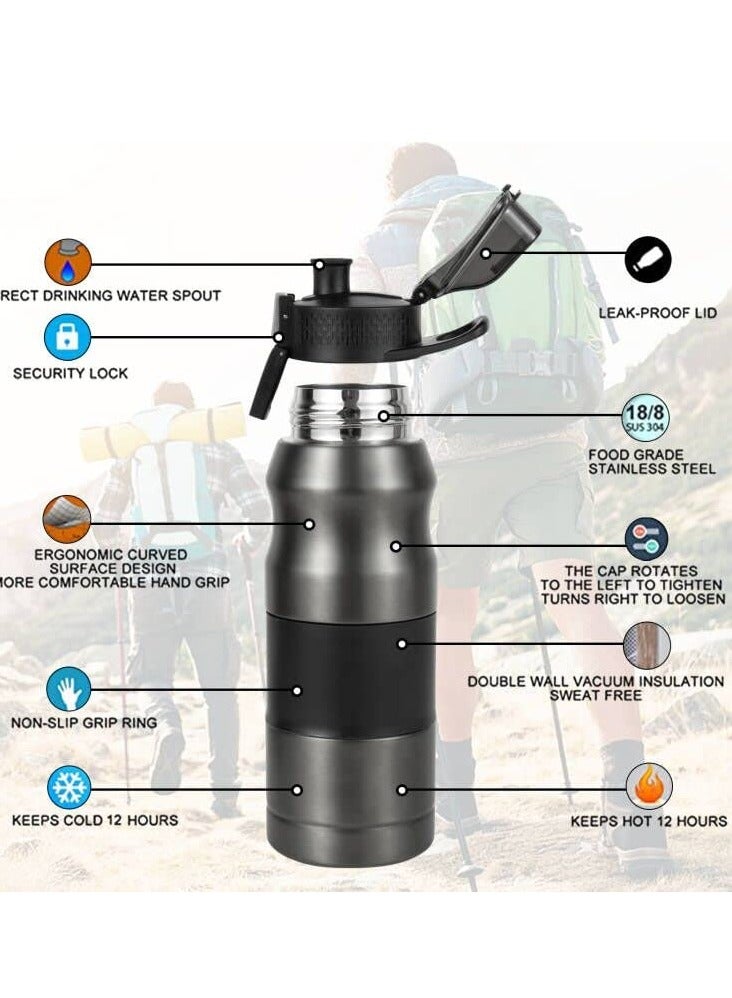 SYOSI Stainless Steel Insulated Bottle-Vacuum flask Water Bottles Coffee/Juice Cup with Leak Proof Lids,Double Walled Sport Travel Mug with Handle,Keeps Hot and Cold BPA Free 17oz (Black) - Image 5