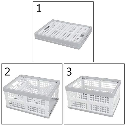 Vababa 3-Pack Plastic Stackable Collapsible Storage Crate, 15 L Stacking Folding Storage Basket - Image 3