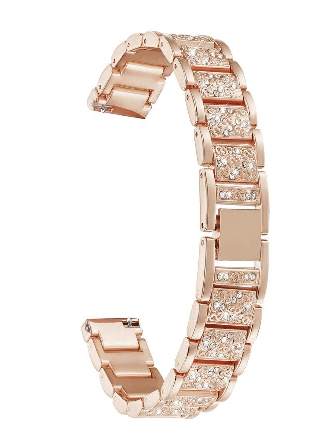 Abanen Watch Band for Fossil Women's Gen 5E 42mm / Women's Gen 6, 18mm Lightweight Alloy Metal Bling Crystal Quick Release Wristband Strap for Fossil Q Venture Gen 4/3,Women's Sport (Rose Gold) - Image 1