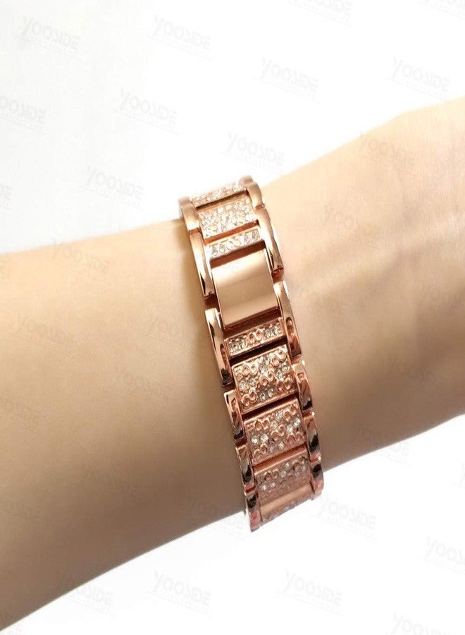 Abanen Watch Band for Fossil Women's Gen 5E 42mm / Women's Gen 6, 18mm Lightweight Alloy Metal Bling Crystal Quick Release Wristband Strap for Fossil Q Venture Gen 4/3,Women's Sport (Rose Gold) - Image 5