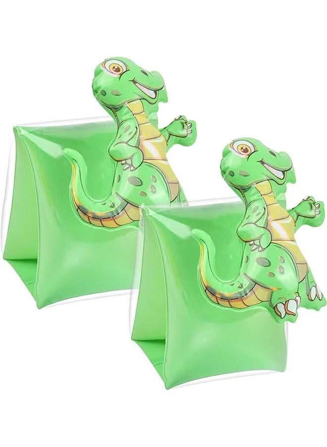 Hihonor 2 PCS Inflatable Arm Swimming Floaties for Kids，Inflatable Swim Arm Bands Rings Water Wings for Kid，Swimming Training Learning 2-6 Years (Dinosaur) - Image 1
