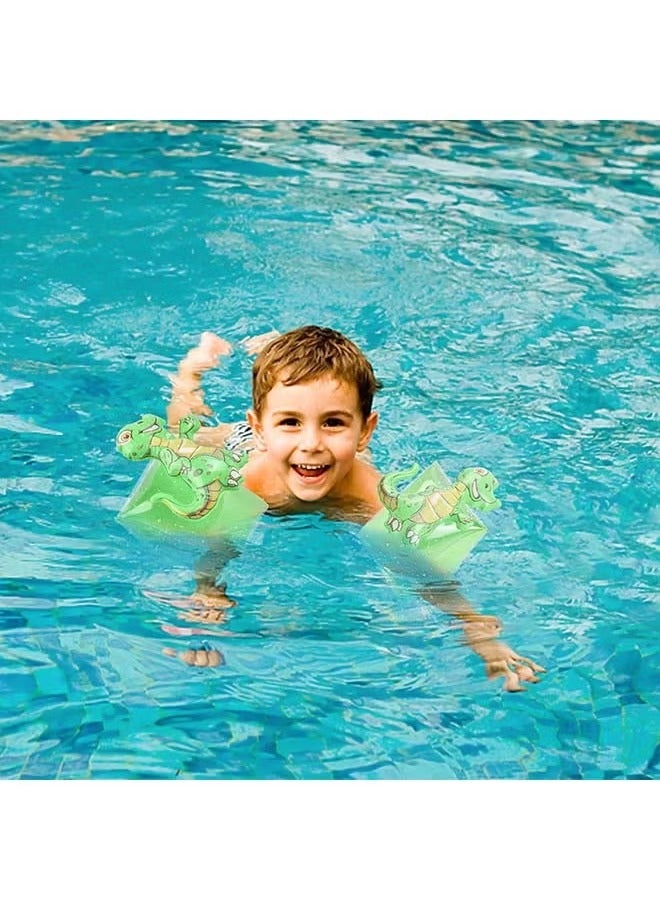 Hihonor 2 PCS Inflatable Arm Swimming Floaties for Kids，Inflatable Swim Arm Bands Rings Water Wings for Kid，Swimming Training Learning 2-6 Years (Dinosaur) - Image 2