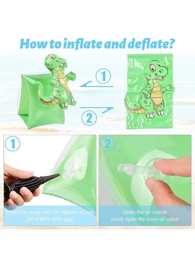 Hihonor 2 PCS Inflatable Arm Swimming Floaties for Kids，Inflatable Swim Arm Bands Rings Water Wings for Kid，Swimming Training Learning 2-6 Years (Dinosaur) - Image 5