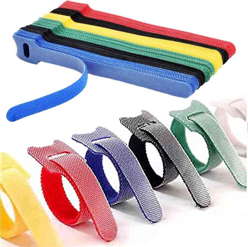 PYLCO SMART 60-Piece Reusable Cable Ties Adhesive Fastening Magic Strap Ties, Hook and Loop Adjustable Wire Straps for TV Power Cords PC Mouse Cables Management Organizer Wrap Tidy Strap - Image 1