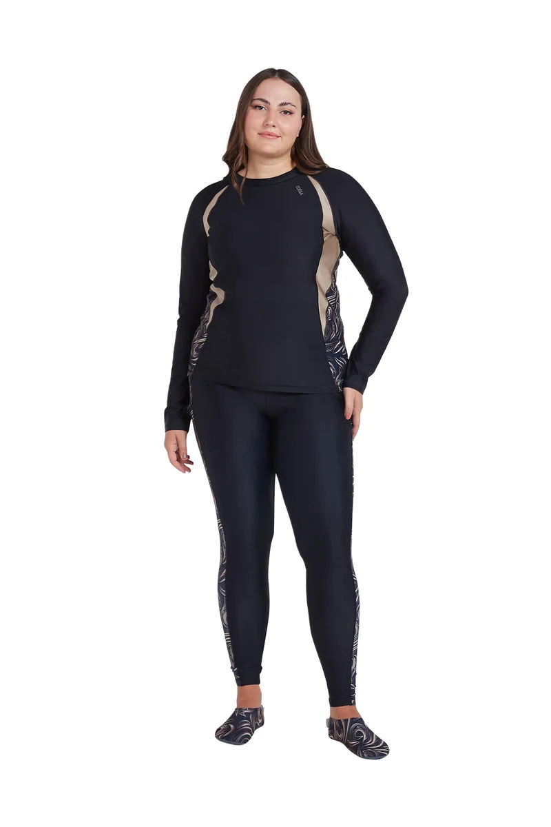 COEGA SUNWEAR  COEGA Ladies  Swim Tights Full Length - Nero Golden Swirls for Women | Best Price UAE