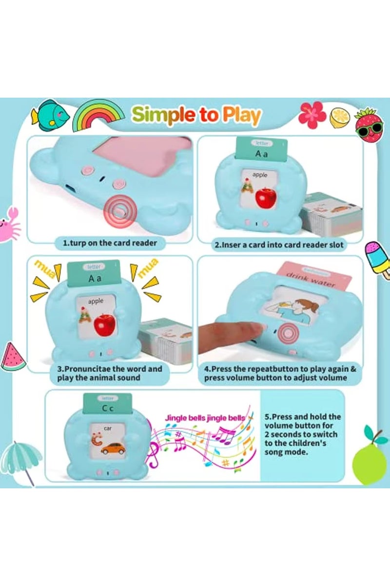 erorex Blue-224 Talking Flash Cards Early Educational Toys Baby Boys Girls Preschool Learning Reading Mach - Image 5