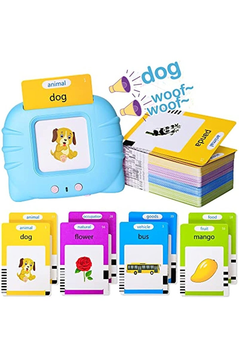 erorex Blue-224 Talking Flash Cards Early Educational Toys Baby Boys Girls Preschool Learning Reading Mach - Image 1