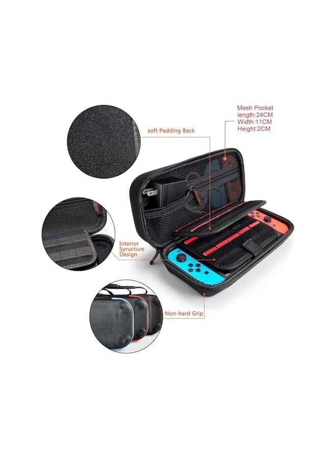 PROMASS Carry Case Compatible with New Switch OLED and Nintendo Switch Console, Protective Hard Portable Travel Case Cover Shell Pouch with Pockets for Accessories and Games - Image 3