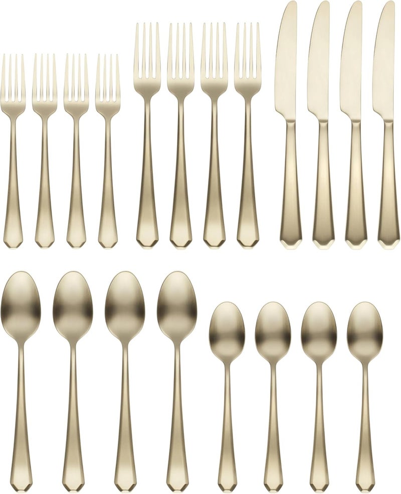 Cambridge Champagne Geo Satin Piece Flatware Set 20 Count - Image 2