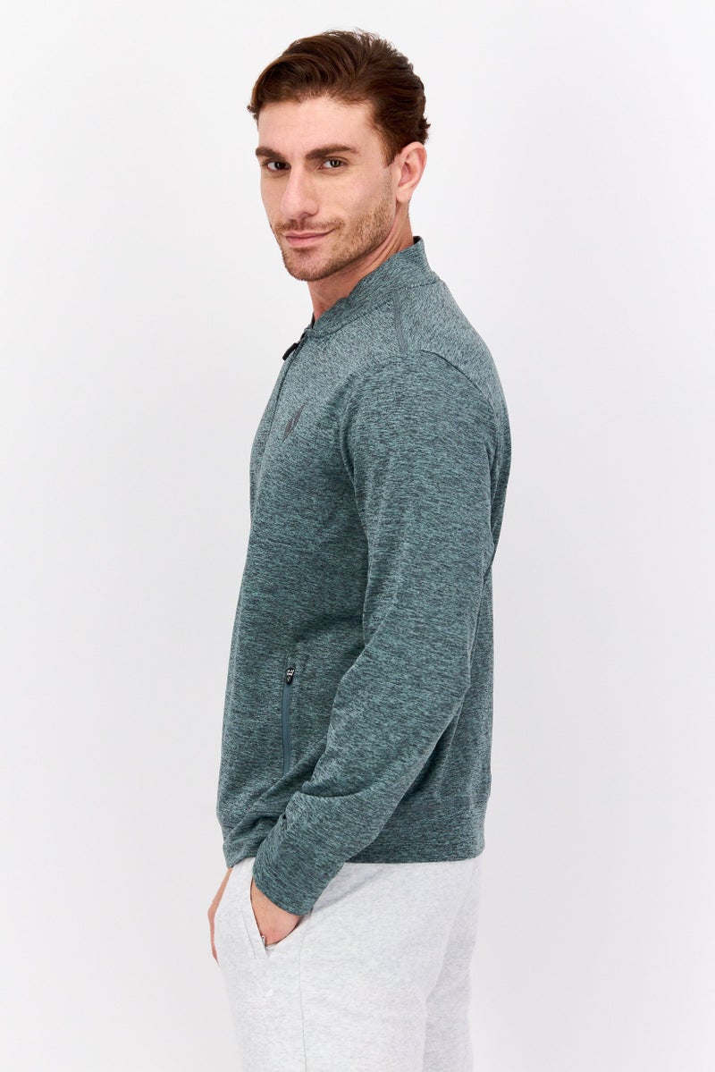 SKECHERS سويت شيرت طويل الأكمام للرجال، لون أخضر مائل للرمادي - Image 2