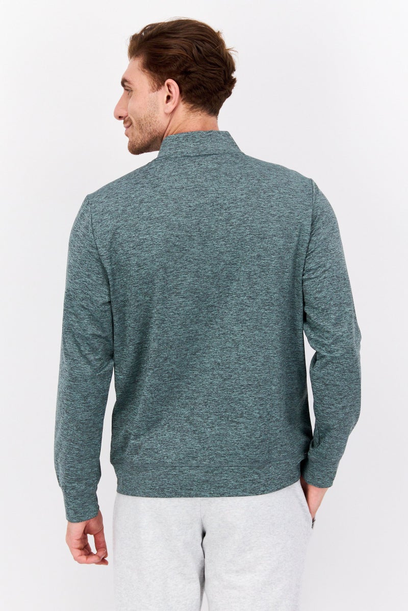 SKECHERS سويت شيرت طويل الأكمام للرجال، لون أخضر مائل للرمادي - Image 3