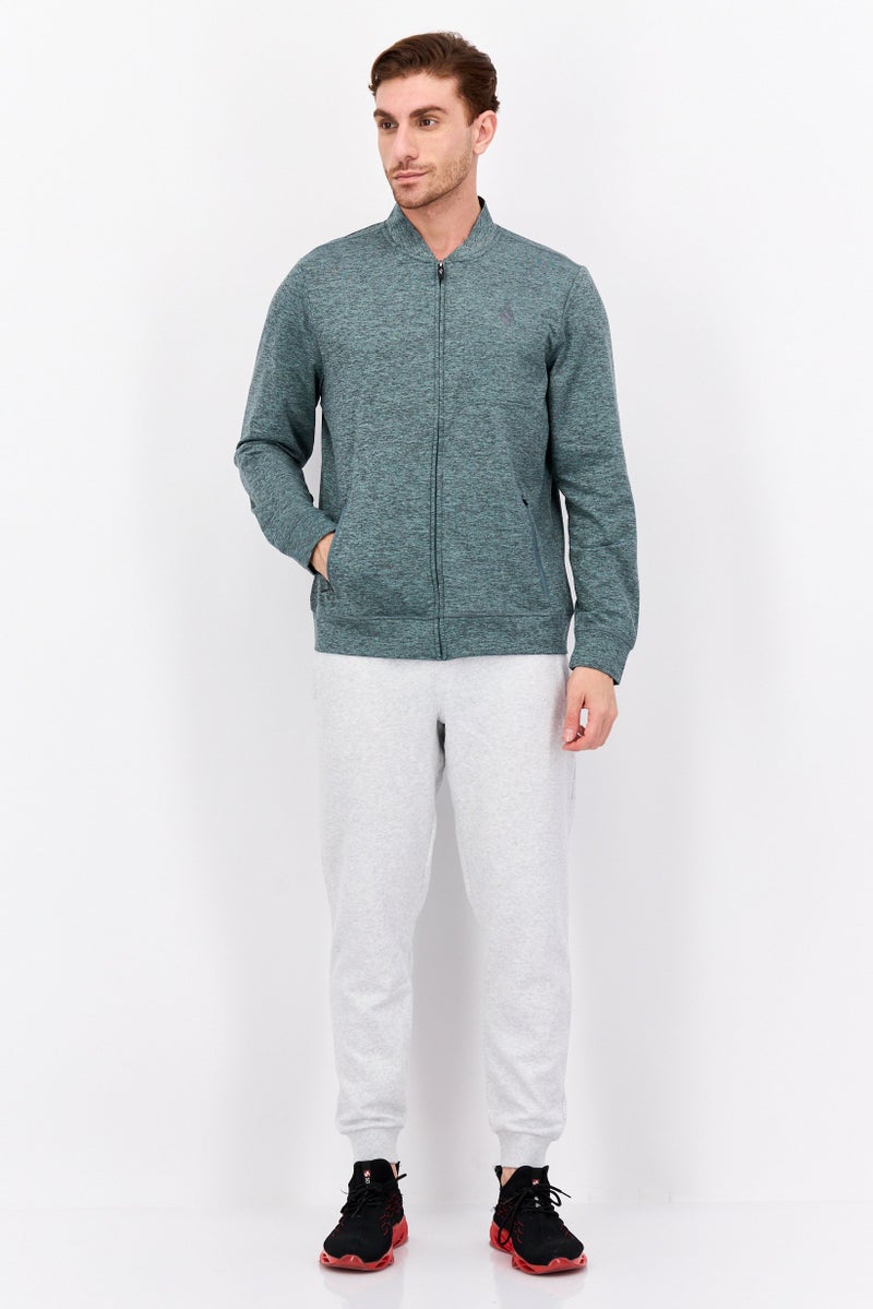SKECHERS Men Heather Long Sleeves Sweatshirt, Sage Green - Image 2