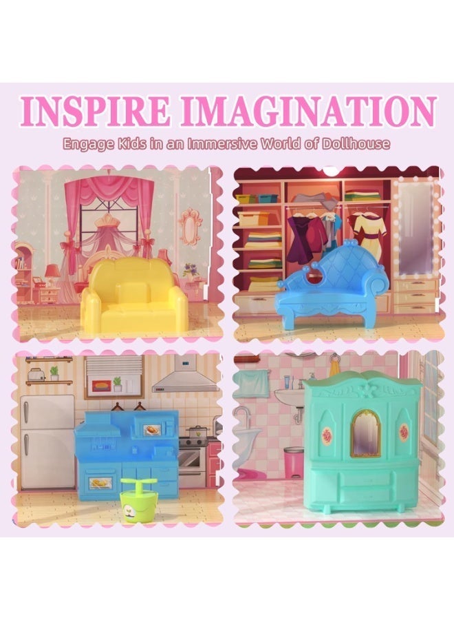 Moonmen Doll House Pretend Toys for Girls, 4 Floors Dollhouse - 13 Rooms Villa, 285 Accessories Includes Dog and Furnitures, Playhouse DIY Building Kids Gift for 3 + Year Old - Image 3