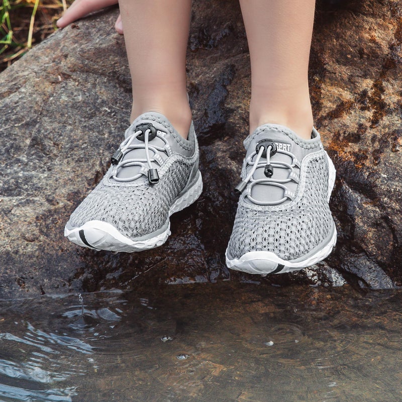 DOUSSPRT Water Shoes for Kids Boys Girls Quick Dry Beach Sports Swim Pool Aqua Shoes for Toddler/Little Kid/Big Kid LightGrey 10 - Image 3