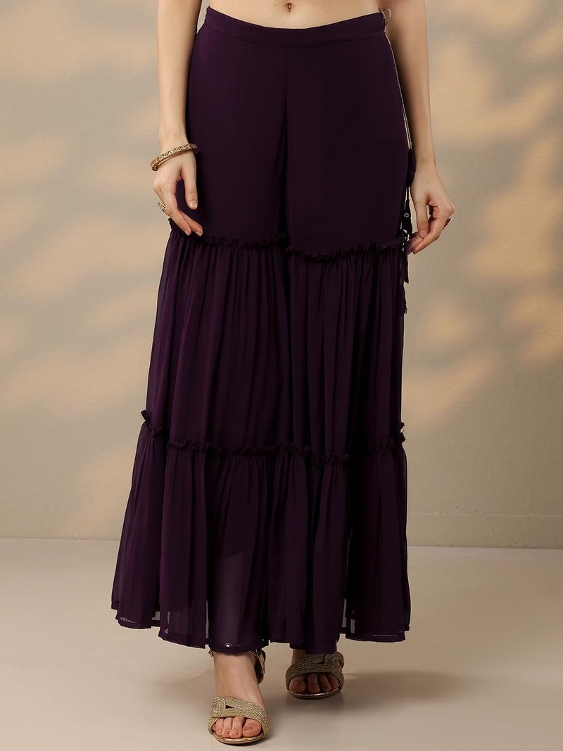 Libas Women's Poly Georgette Kurta Sets (20059O_Purple - Image 5