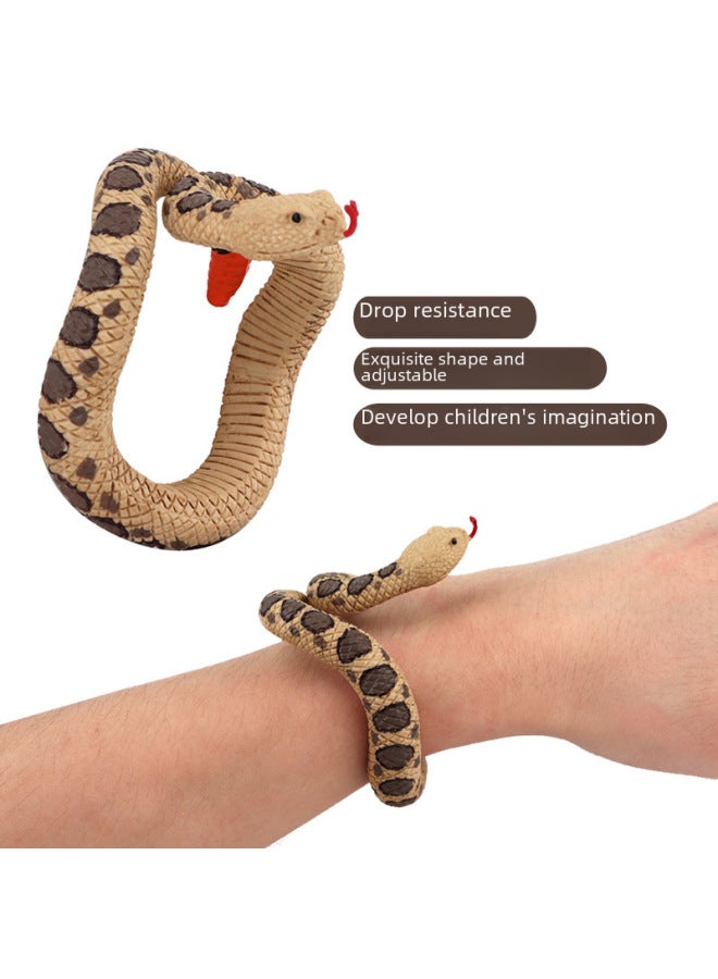 Realistic Animal Plant Simulation Models Toy For Children's Education Play-Color:Snake Bracelet-Rattlesnake  - Image 4