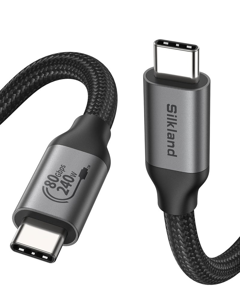 Silkland 80Gbps USB 4 for Thunderbolt 5 Cable, [USB-IF Certified] 120Gbps Bandwidth for 16K/Dual 8K, 240W Charging, High Speed USB C Cable Compatible Thunderbolt 4,MacBook M4 Pro,iPhone 17/16,SSD, 4FT - Image 1