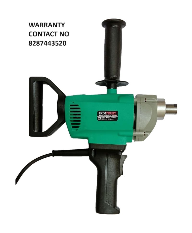Inditrust 1250W 6 MONTHS WARRANTY Paint mixer Electric Multi Purpose Stirring Machine for Mixing Putty/Cement/Paint 100% Copper Winding 900 RPM (WITH 1 SPIRAL ROD) - Image 2