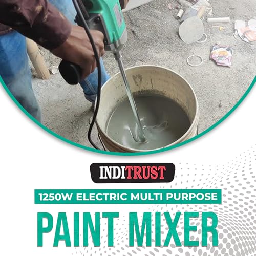 Inditrust 1250W 6 MONTHS WARRANTY Paint mixer Electric Multi Purpose Stirring Machine for Mixing Putty/Cement/Paint 100% Copper Winding 900 RPM (WITH 1 SPIRAL ROD) - Image 3