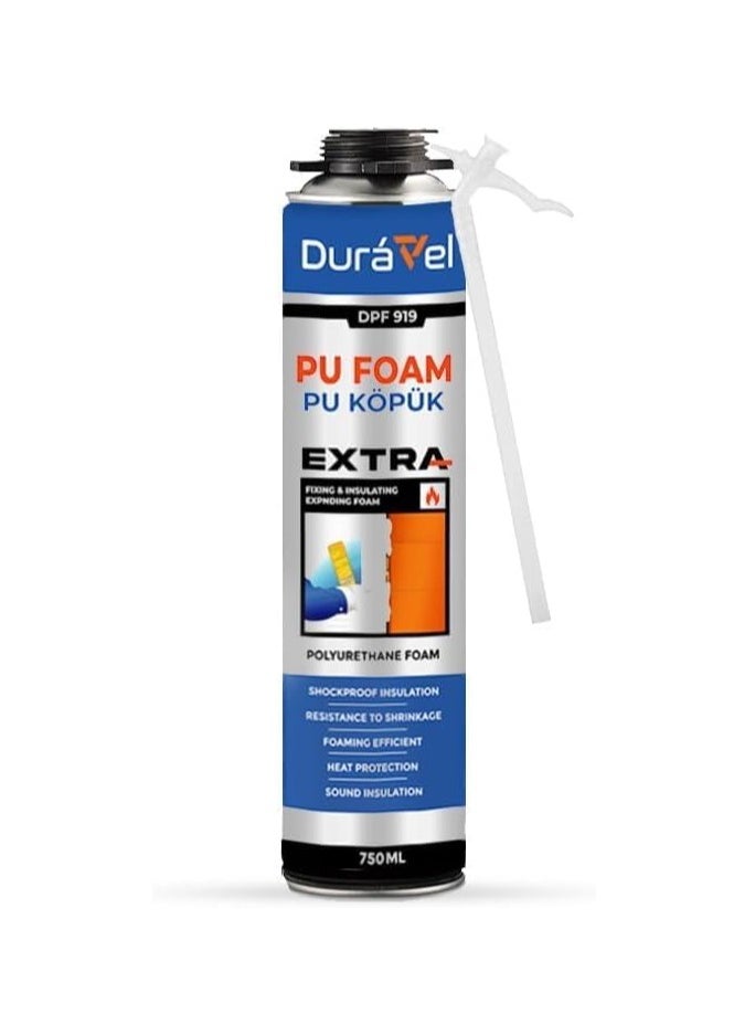 درافل - DuraVel PU Foam Extra، 750 مل، رغوة البولي يوريثان للحشو والعزل - Image 1