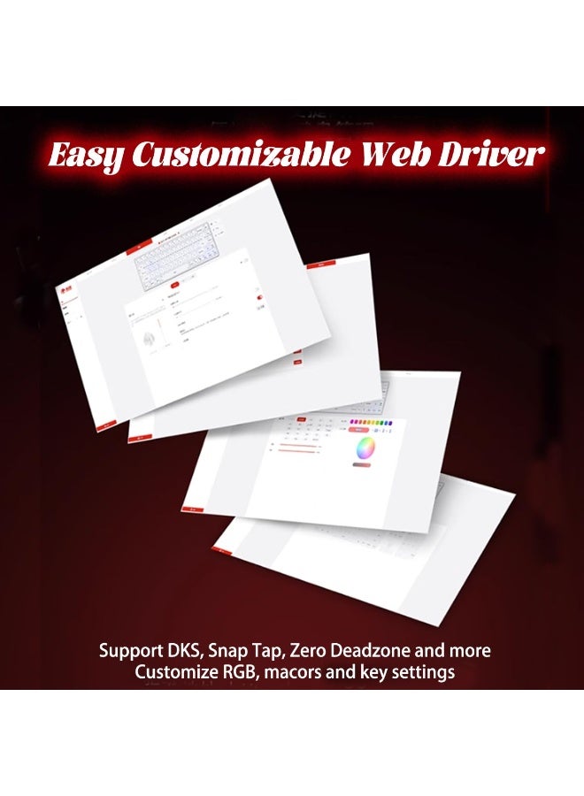 مادليونس لوحة مفاتيح ميكانيكية سلكية MAD60HE RGB بمفتاح مغناطيسي 60% مع تشغيل قابل للتعديل، معدل تصويت 8000 هرتز، وضع التشغيل السريع، مفاتيح تأثير هول، لأجهزة الكمبيوتر/ماك، لون أبيض - Image 4