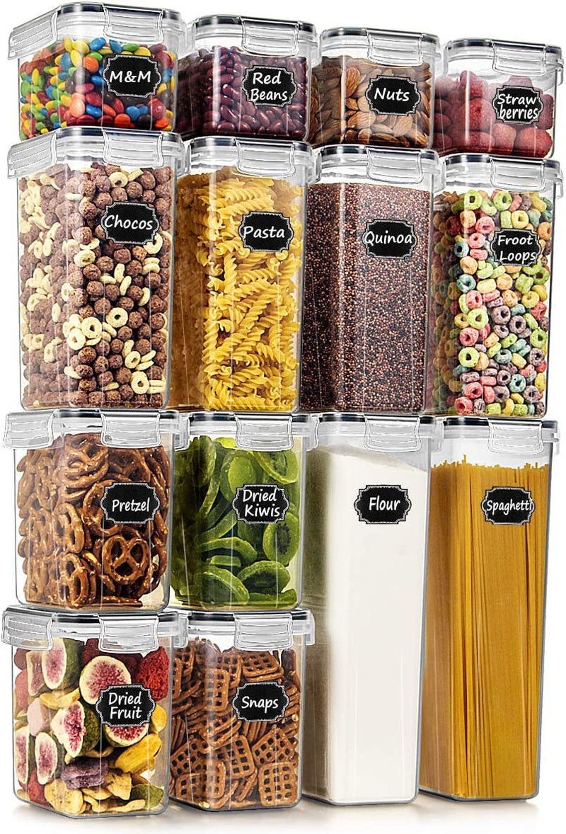 14Pack Airtight BPAFree Plastic Dry Food Storage Containers with Lids  Kitchen Pantry Organization Set