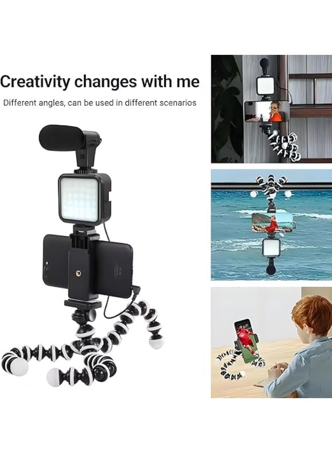 Photography Phone Stand - Adjustable Tripod with LED Light & Microphone - Lightweight & Easy to Use for Daily Shooting - Image 4
