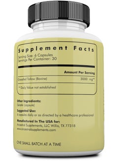 Ancestral Supplements Grass Fed Beef Tallow Capsules, 3000Mg, Nourishing Kidney Fat Supplement  - Image 2