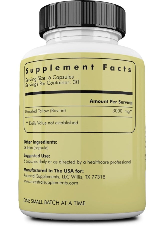 Ancestral Supplements Grass Fed Beef Tallow Capsules, 3000Mg, Nourishing Kidney Fat Supplement  - Image 2