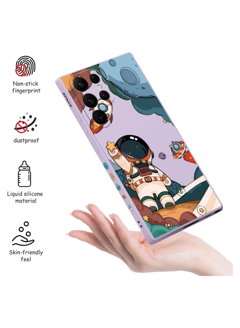 For Samsung S22 Ultra Case, Galaxy S22 Ultra Case Slim Shockproof Silica Astronaut Pattern Side Creative Design Phone Case Samsung S22 Ultra-Astronaut Purple - Image 4