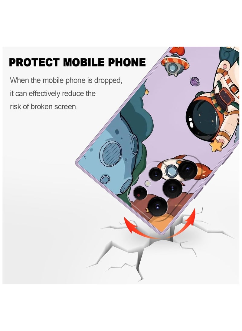 For Samsung S22 Ultra Case, Galaxy S22 Ultra Case Slim Shockproof Silica Astronaut Pattern Side Creative Design Phone Case Samsung S22 Ultra-Astronaut Purple - Image 5