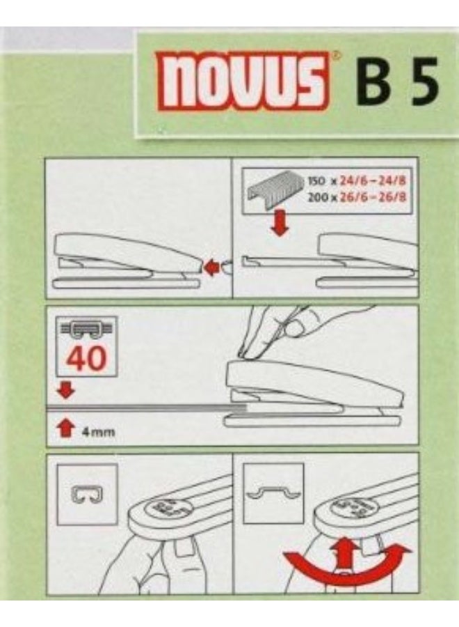 Novus B5 Classic Paper Stapler - 40 Sheets Capacity - Red Color - Image 3