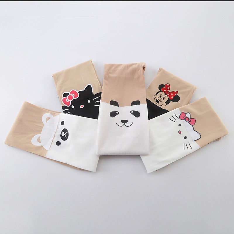 Girls Pantyhose Girls Pantyhose Velvet Stitching Anti-Hook Silk Cartoon Student Baby White Children Dance Socks - Image 2