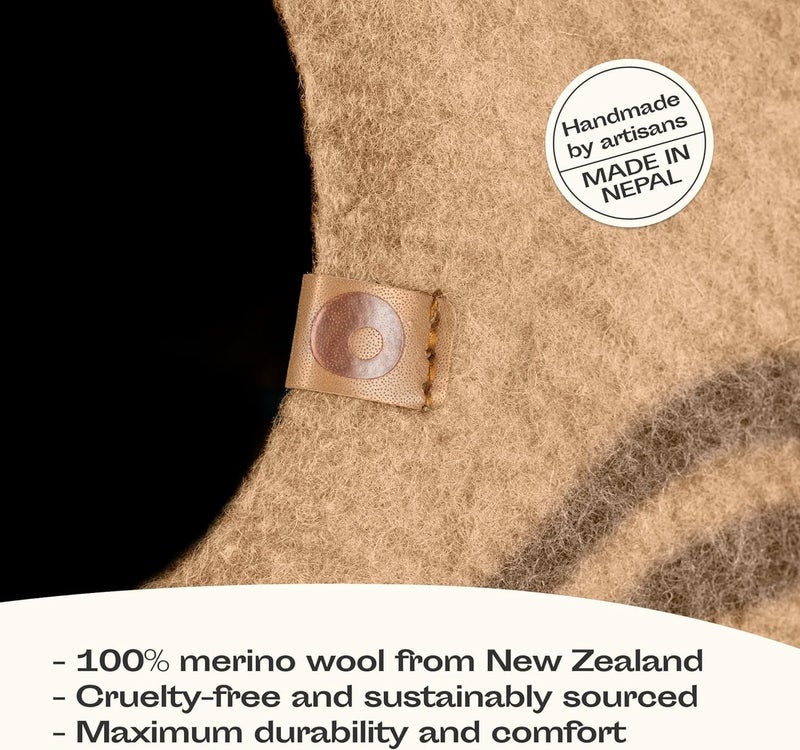 MEOWFIA Cat Cave – Premium Felt Cat Bed for Indoor Cats, Handmade 100% Merino Wool (Beige, Large) - Image 3