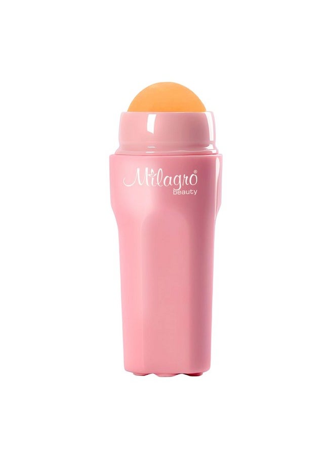 ميلاجرو بيوتي - أداة امتصاص الزيوت البركانية من Super Lustrous Face Roller للبشرة الدهنية | كرة للعناية بالبشرة قابلة لإعادة الاستخدام | للاستخدام في المنزل وأثناء التنقل | تدليك صغير | وردي - Image 1