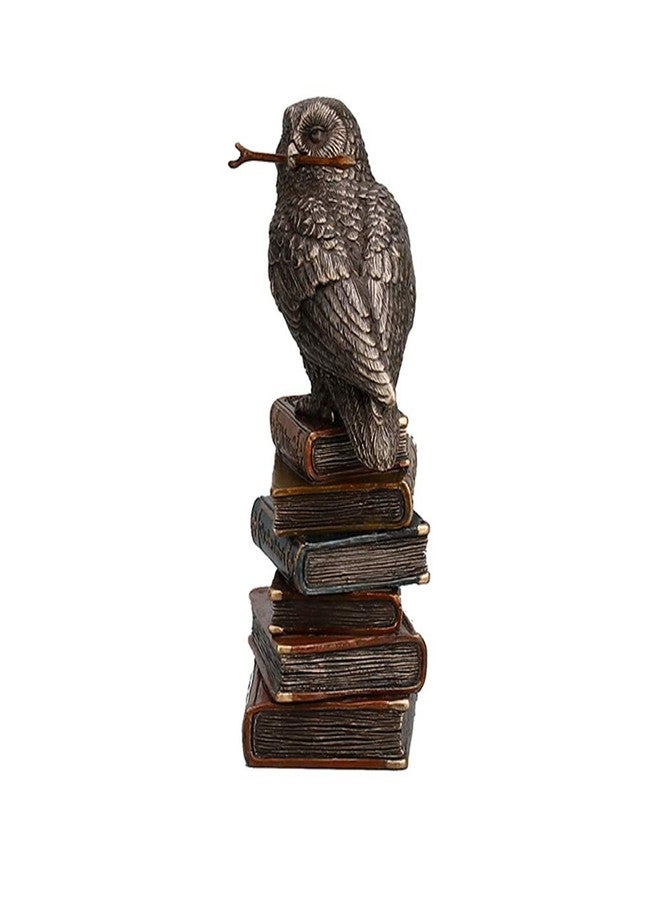 Veronese Design 5 1/2 Inch Magic Wand Snowy Owl On Book Stack Cold Cast Resin Bronze Finish Statue Figurine - Image 5