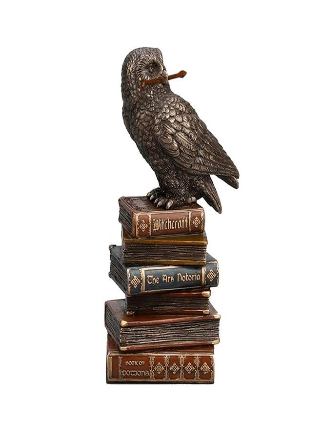 Veronese Design 5 1/2 Inch Magic Wand Snowy Owl On Book Stack Cold Cast Resin Bronze Finish Statue Figurine - Image 2