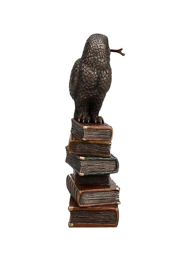 Veronese Design 5 1/2 Inch Magic Wand Snowy Owl On Book Stack Cold Cast Resin Bronze Finish Statue Figurine - Image 3