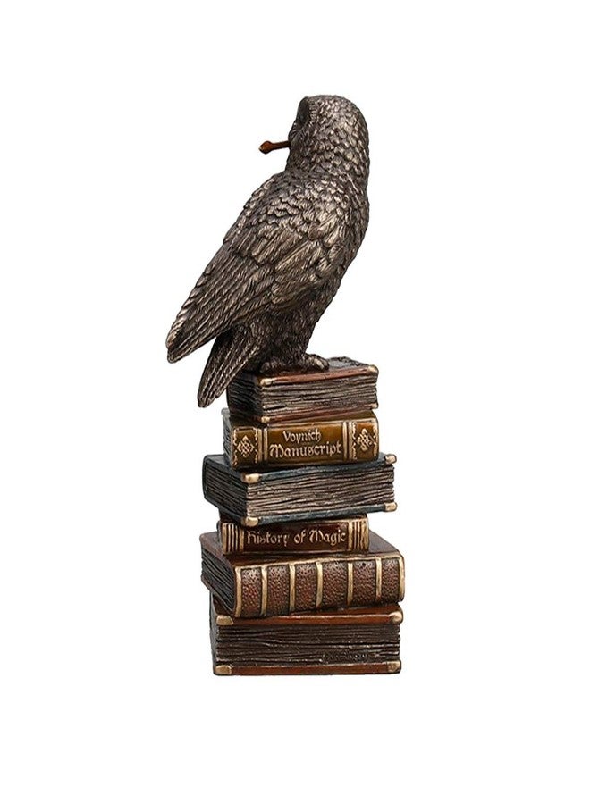 Veronese Design 5 1/2 Inch Magic Wand Snowy Owl On Book Stack Cold Cast Resin Bronze Finish Statue Figurine - Image 4