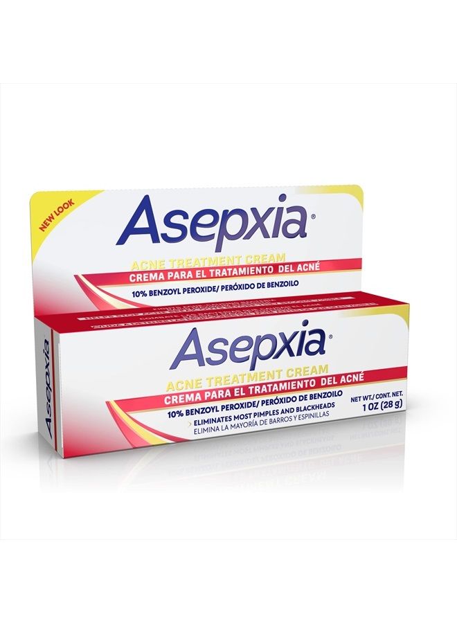 Asepxia كريم علاج بقع حب الشباب للبثور والرؤوس السوداء مع 10% بنزويل بيروكسايد، 1 أونصة، أبيض، (GEN00669) - Image 2