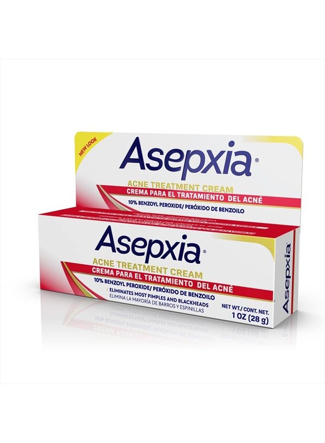 Asepxia كريم علاج بقع حب الشباب للبثور والرؤوس السوداء مع 10% بنزويل بيروكسايد، 1 أونصة، أبيض، (GEN00669) - Image 3