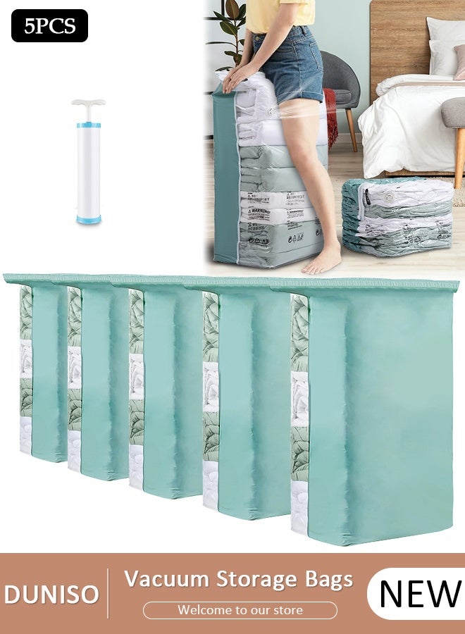 DUNISO 50*70*30 cm Cube Vacuum Storage Bags-5 Compression Bags No Pump or Pump Needed Reusable Compression Bags Large Space Saver Home Packing Organizers for Packing, Clothes, Comforters, Blankets - Image 1