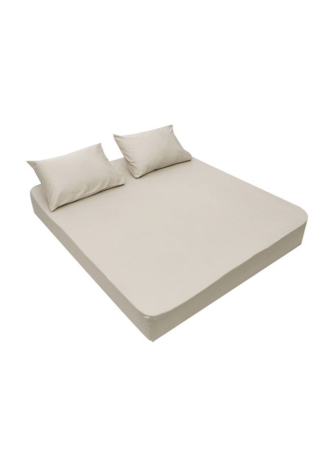MEHALLA MEHALLA Fitted Sheet Set - Square Sateen  - Single-Light Grey-Egyptian Cotton 100%  - Image 1
