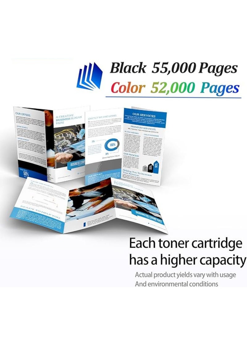 Terabyte W9050MC W9051MC W9052MC W9053MC Toner Cartridge (4-Pack-CYBM) Compatible for HP Color Managed MFP E87640Z E87650Z E87660 Printer - Image 2