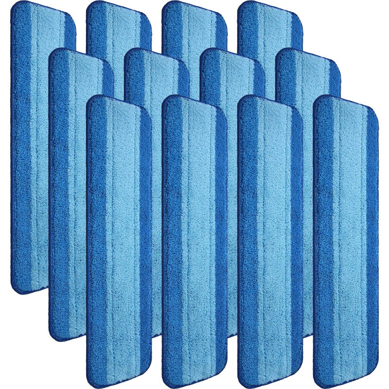 Gandeer 12 Pieces Microfiber Cleaning Pads Compatible with Bona Mop Reusable 18 Inch Replacement Cleaning Pads Washable Refills Replacement Heads for Floor Cleaning