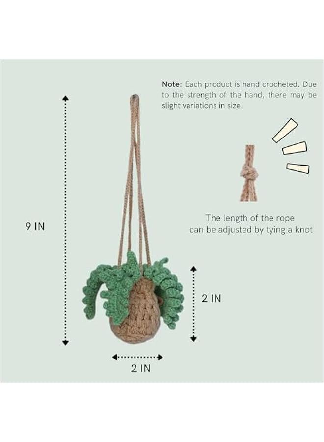 Generic Handmade Crochet Hanging Car Air Freshener - Botanical Fern Leaf Design with 12ml Refillable Glass Essential Oil Bottle, Long-Lasting Car Diffuser & Nature-Inspired Decor  - Image 2