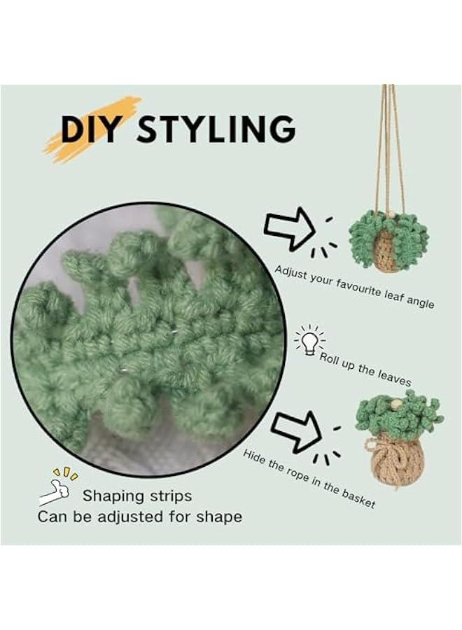 Generic Handmade Crochet Hanging Car Air Freshener - Botanical Fern Leaf Design with 12ml Refillable Glass Essential Oil Bottle, Long-Lasting Car Diffuser & Nature-Inspired Decor  - Image 4