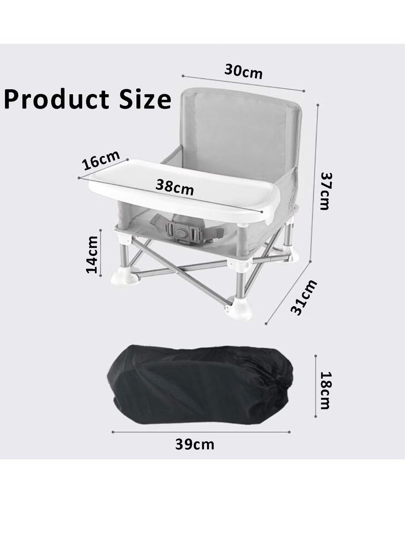 Ailily Portable Children's Dining Chair with Removable Dining Tray,Removable Baby Seat Travel, Beach Booster Seat Compact Fold with Straps for Indoor/Outdoor Use (Grey) - Image 5